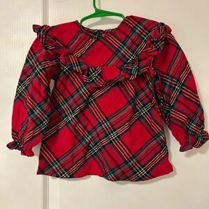 Girls Plaid Ruffle Top